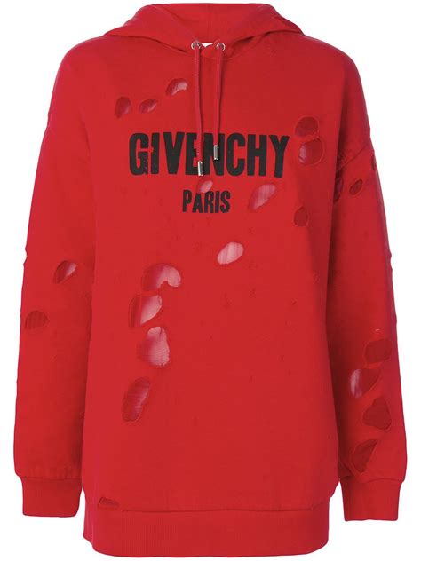 givenchy hoodie red|givenchy hoodie with holes.